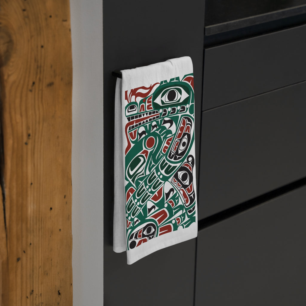 Cotton Tea Towel - Classic Tribal Sea Monster - Northern Spiritlines™