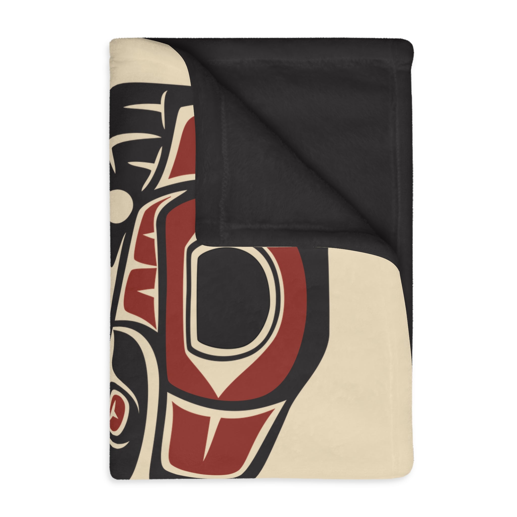 Reversible Plush Blanket - Rustic Alaska Tribal Raven - AK State Line™ Collection