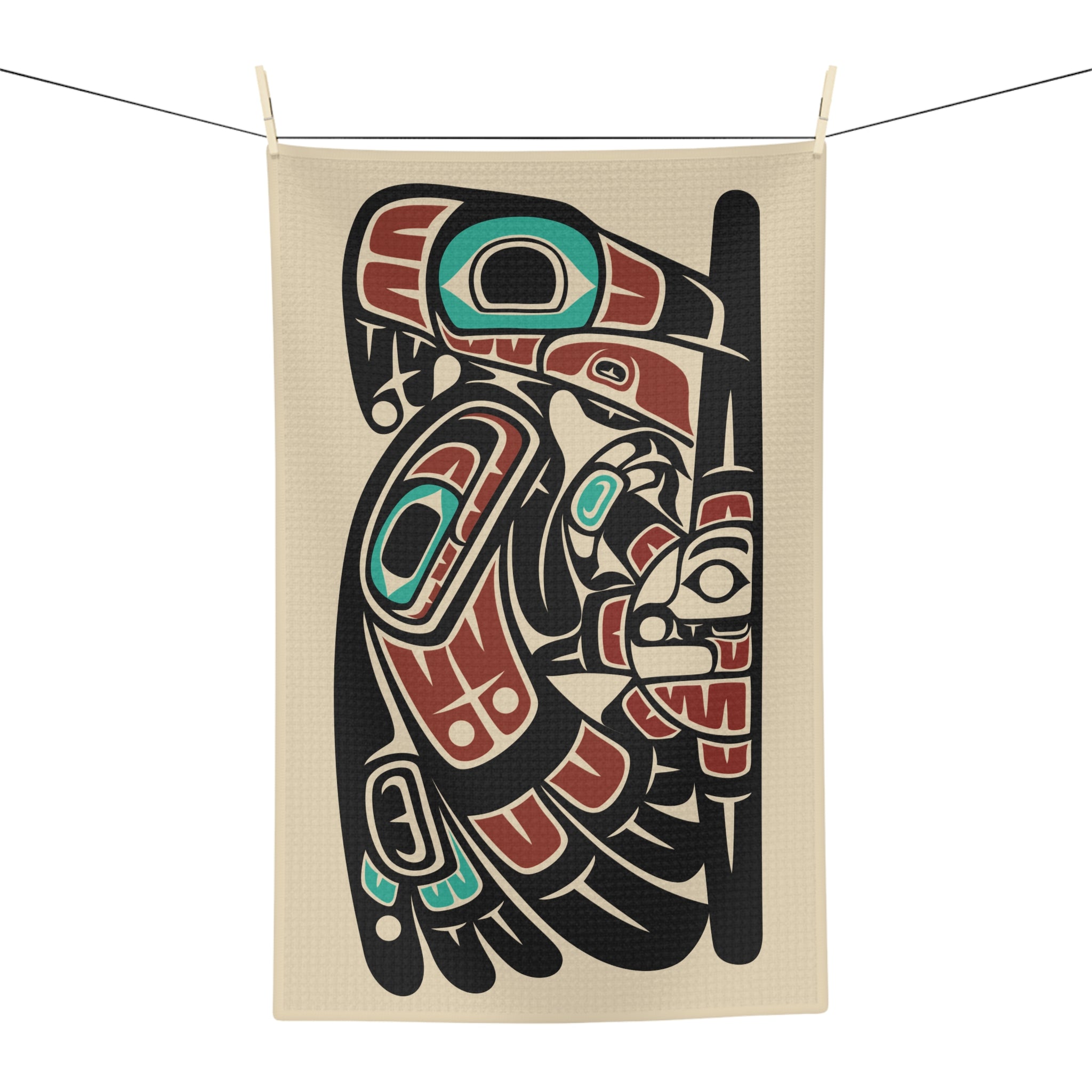 Tea Towel | 18x30" Waffle Weave | Tribal Raven | Signature Collection