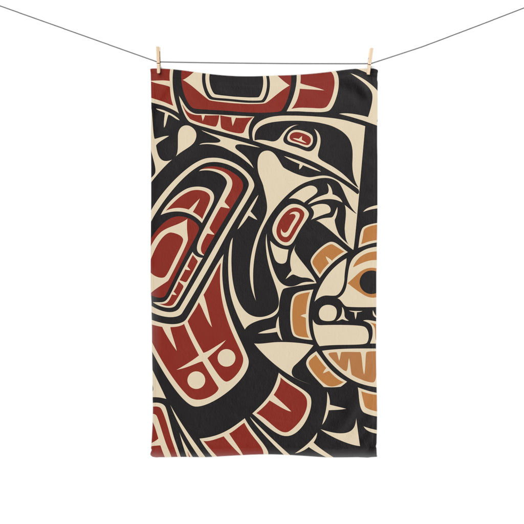 16x28" Polycotton Hand Towel - Classic Tribal Raven Print - Northern Spiritlines™