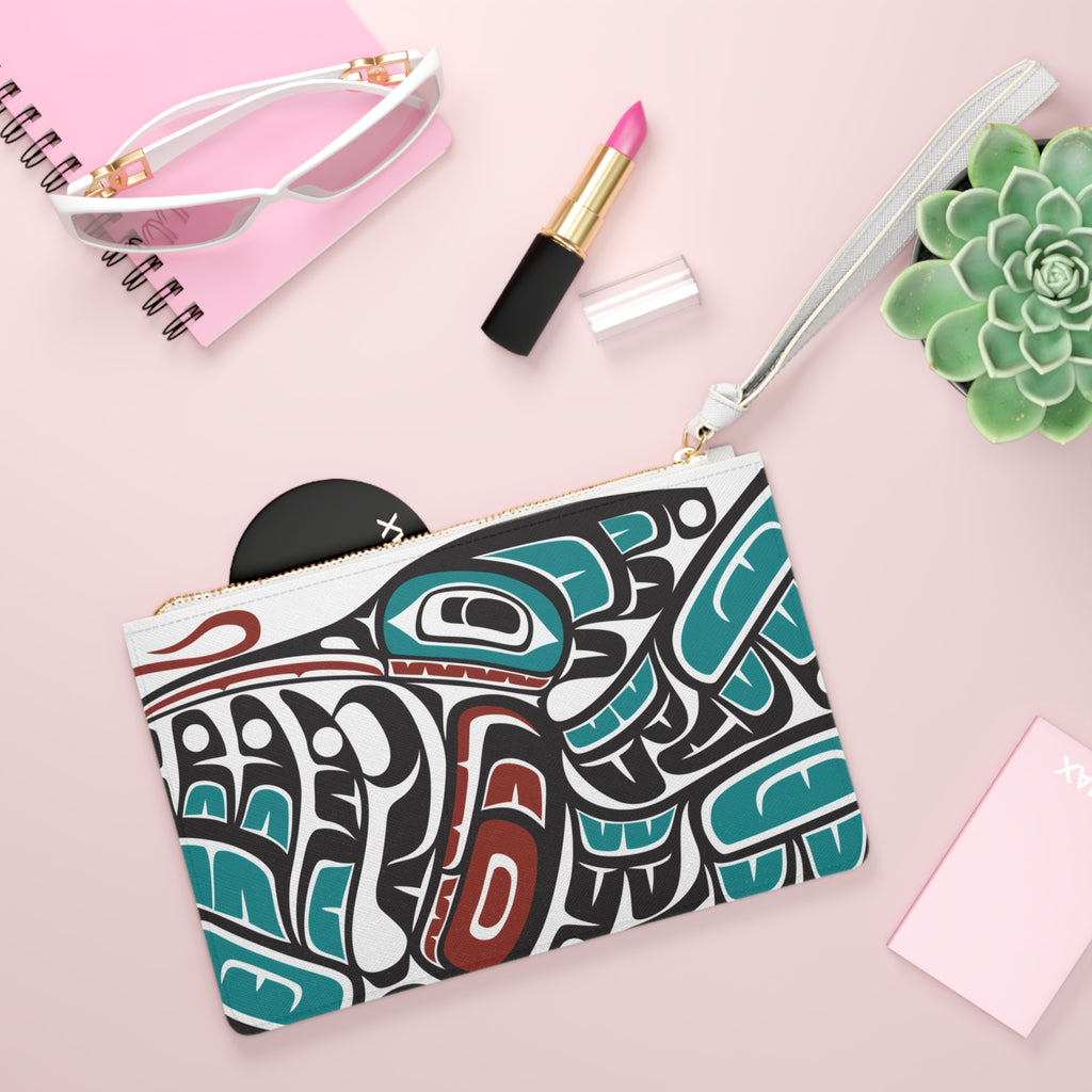 Zipper Wristlet Clutch Bag - Classic Tribal Hummingbird Print - Northern Spiritlines™