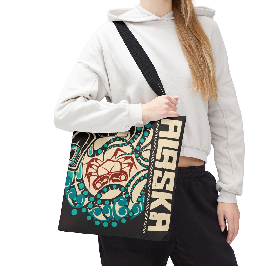 Canvas Tote Bag - Style No. 1 Rustic Alaska Tribal Octopus - AK State Line™ Collection