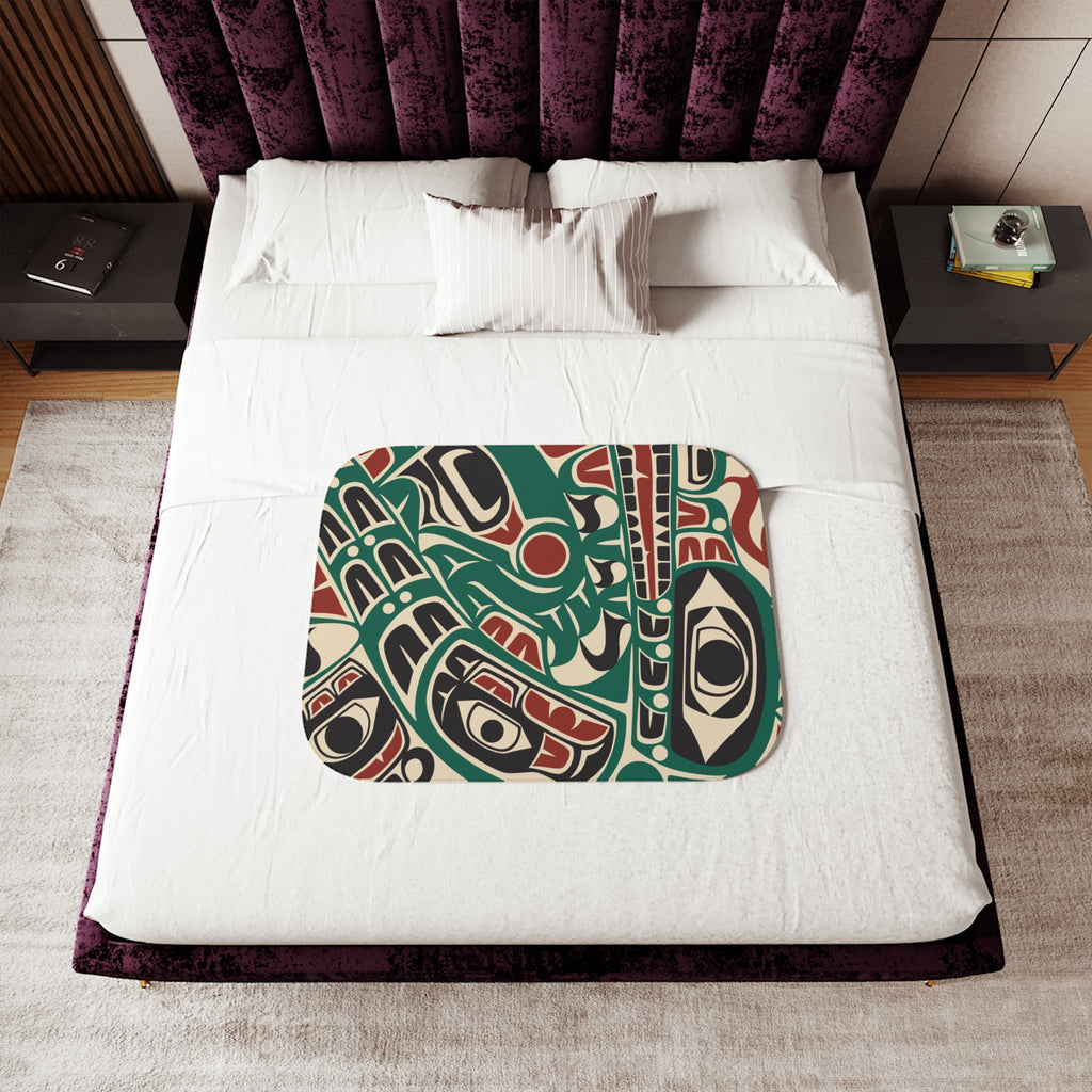 Sherpa Fleece Blanket - Classic Tribal Sea Monster - Northern Spiritlines™