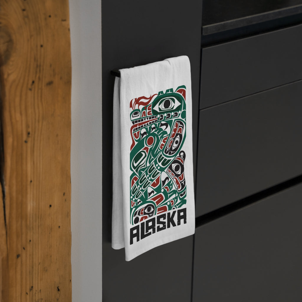 Cotton Tea Towel - Alaska Tribal Sea Monster - AK State Line™ Collection