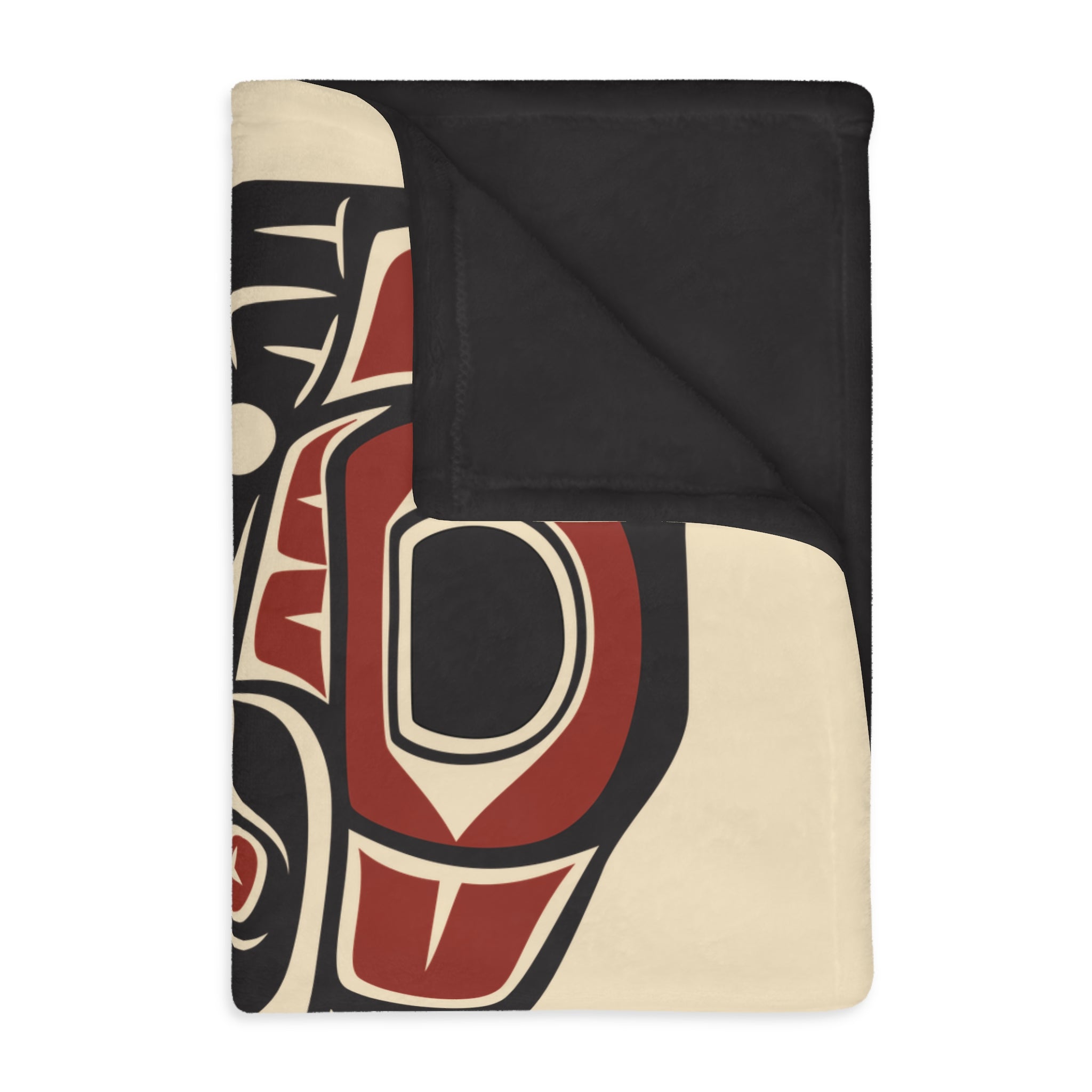 Reversible Plush Blanket - Rustic Alaska Tribal Raven - AK State Line™ Collection