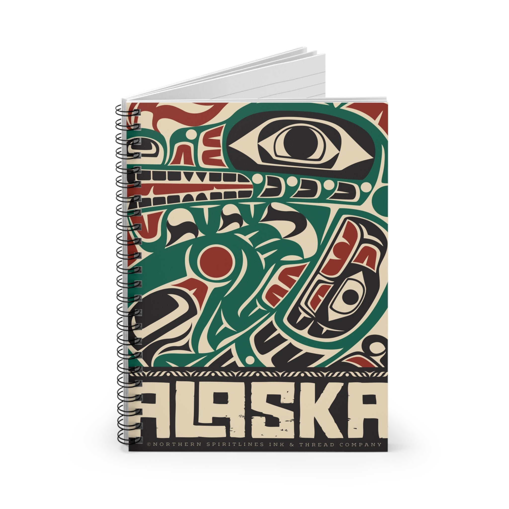 Spiral Notebook, Journal - Rustic Alaska Tribal Sea Monster - AK State Line™ Collection