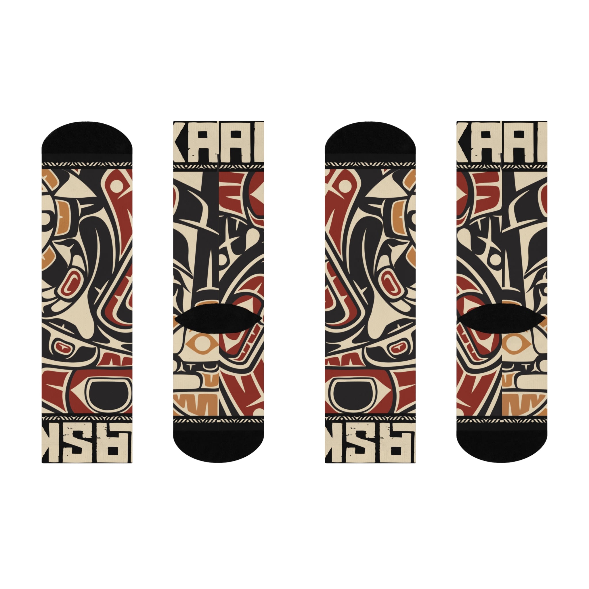 Crew Socks - Cushion Bottom - Rustic Alaska Tribal Raven - AK State Line™ Collection
