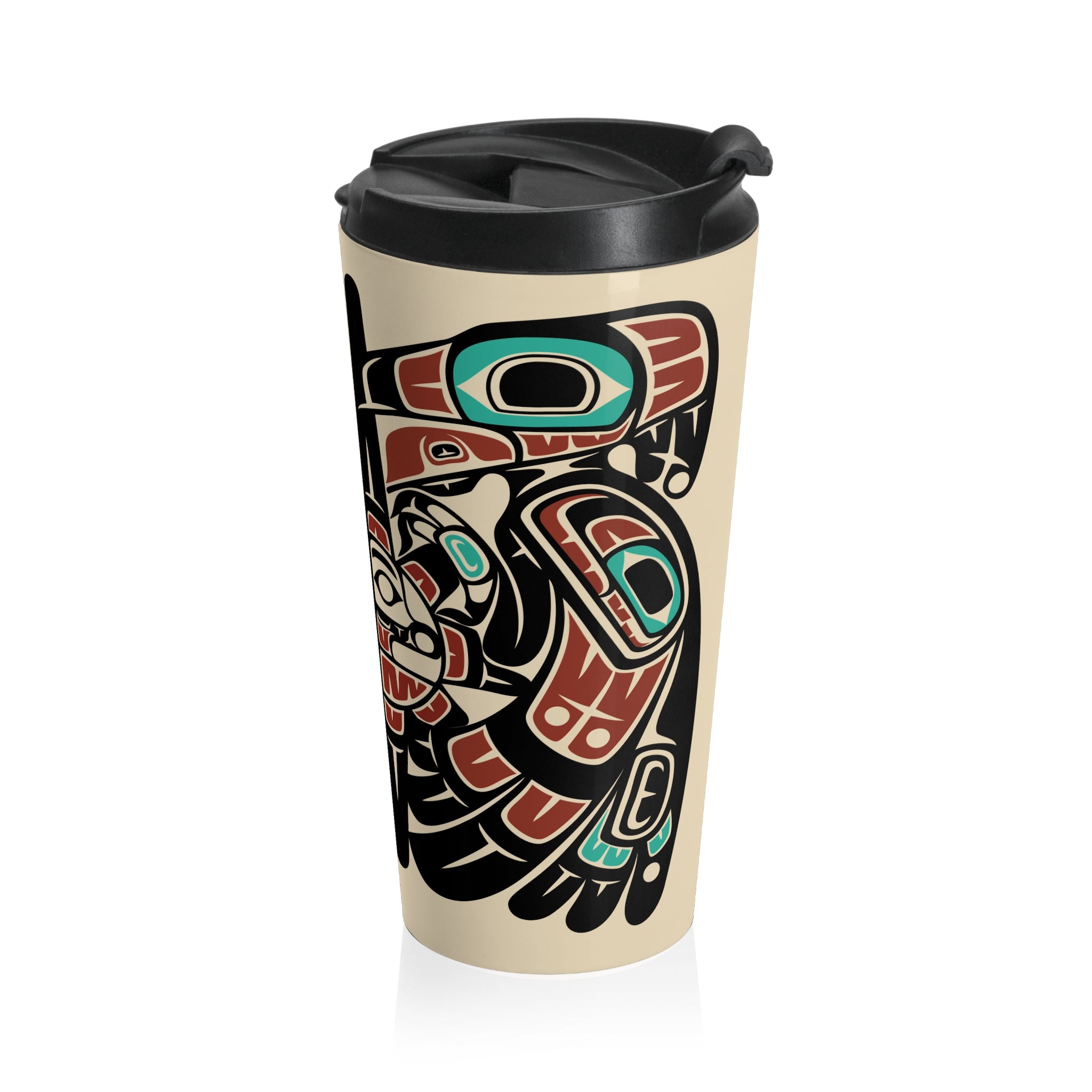 15 oz. Coffee Travel Tumbler | Classic Tribal Raven & Sun | Signature Collection