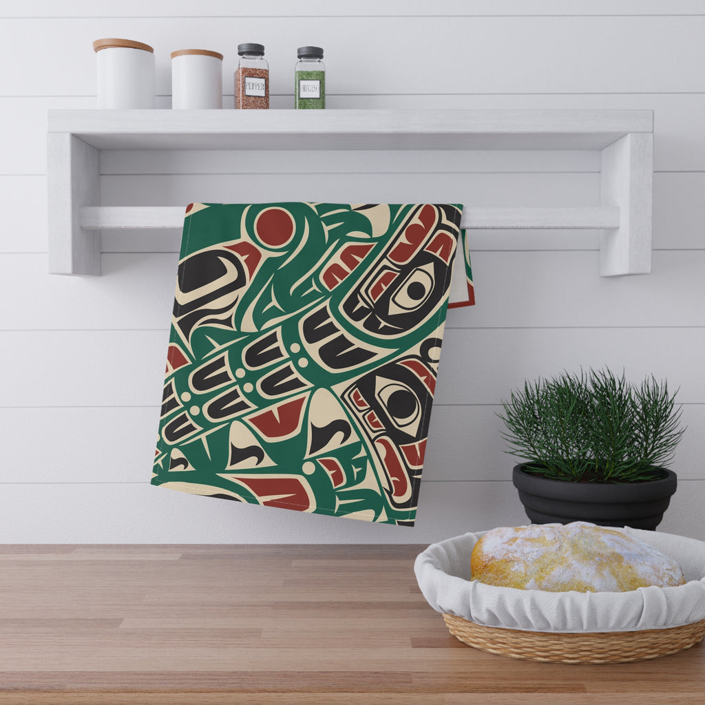 Cotton Twill Tea Towel - Classic Tribal Sea Monster - Northern Spiritlines™