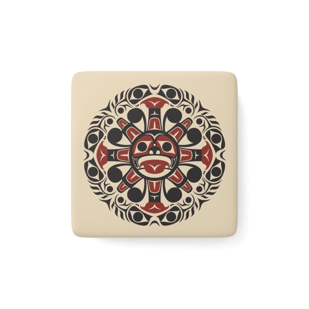 Porcelain Magnet - Classic Tribal Sun