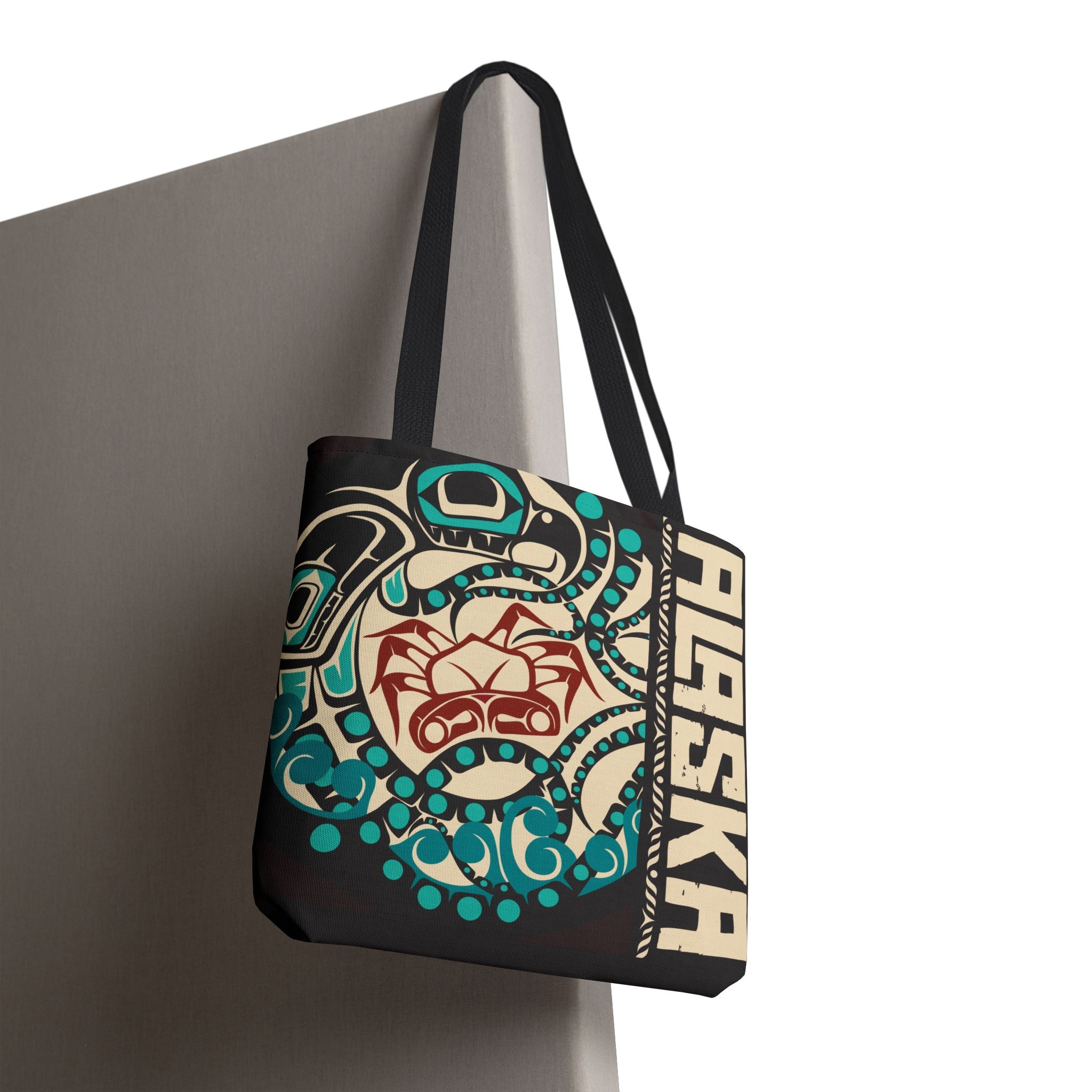 Canvas Tote Bag - Style No. 1 Rustic Alaska Tribal Octopus - AK State Line™ Collection