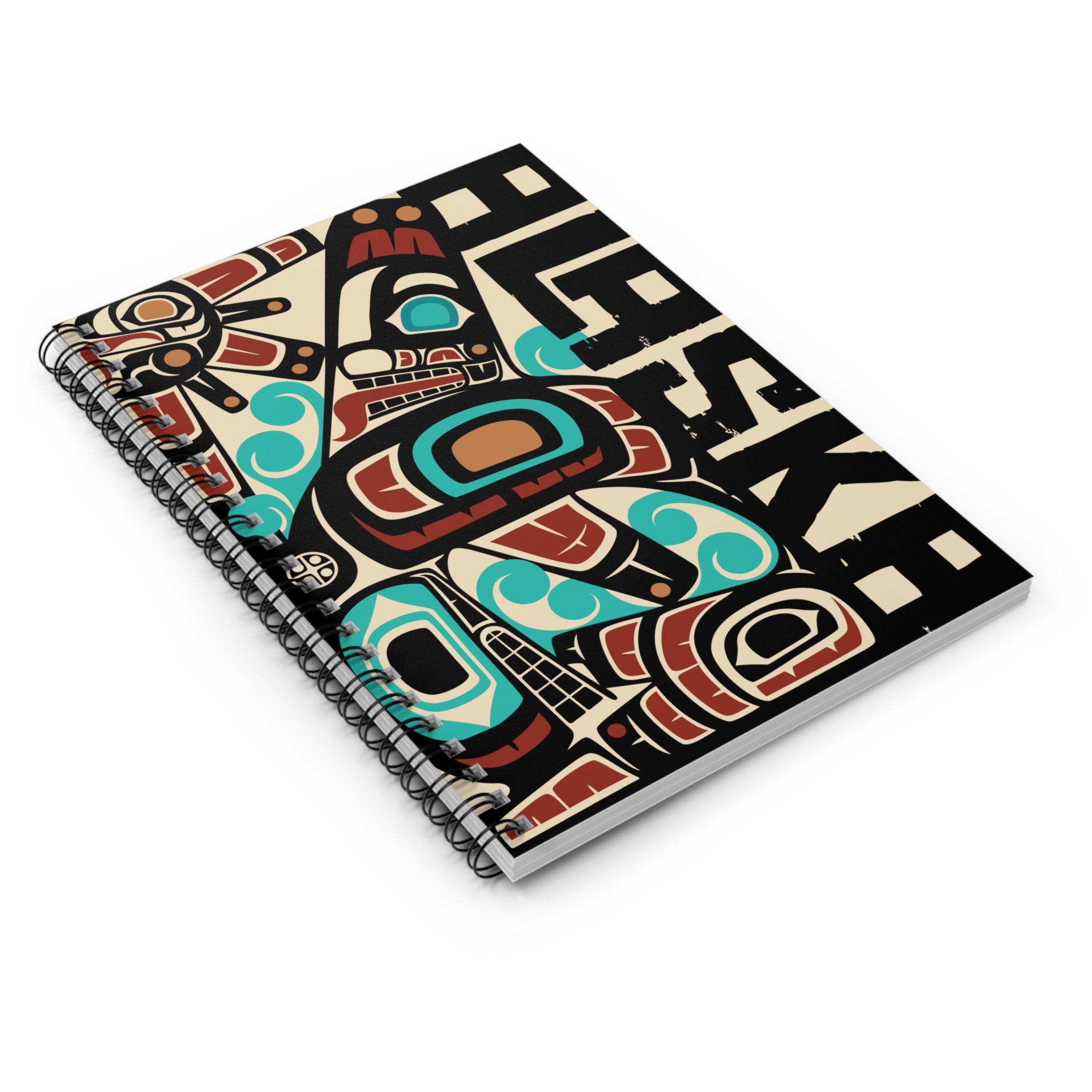 Spiral Notebook, Journal - Alaska Tribal Orca - AK State Line™ Collection