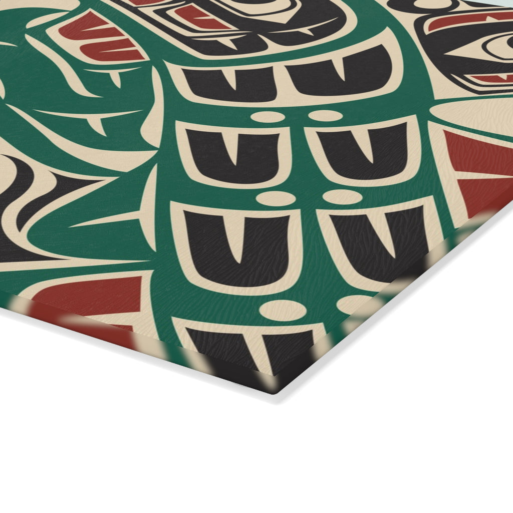 Glass Cutting Board - Classic Tribal Sea Monster Print - Northern Spiritlines™