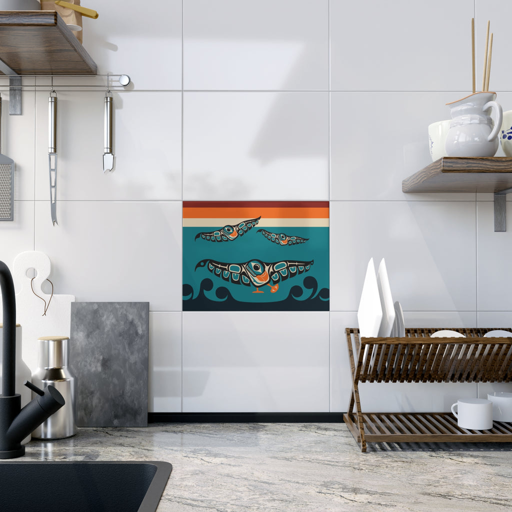 Ceramic Tile - Classic Tribal Puffins - Northern Spiritlines™