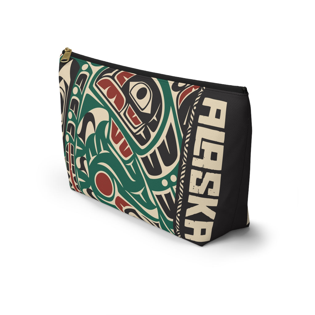 Travel Accessory Zipper Pouch - Rustic Alaska Tribal Sea Monster - AK State Line™ Collection