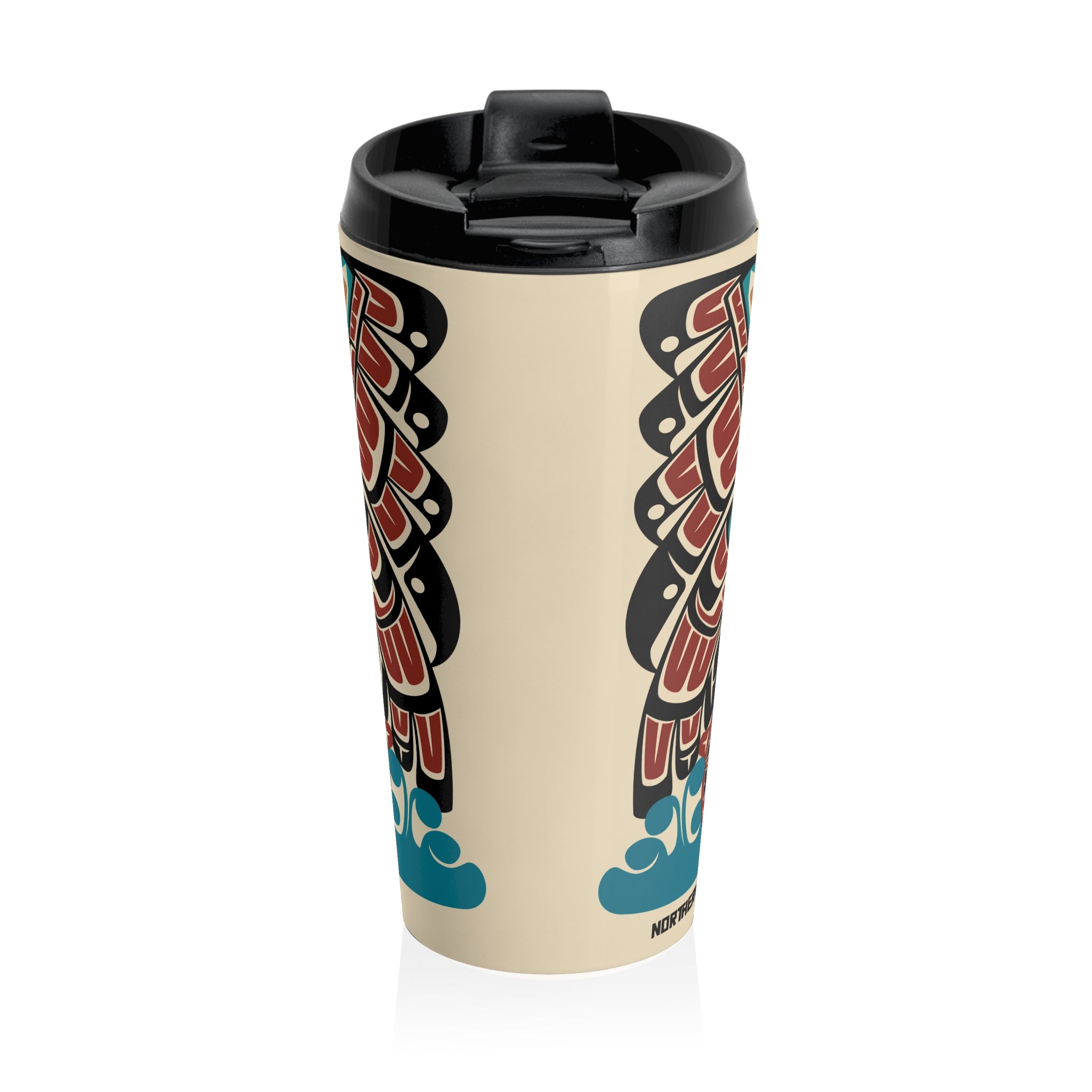 15 oz. Coffee Travel Tumbler | Classic Tribal Eagle & Salmon | Signature Collection