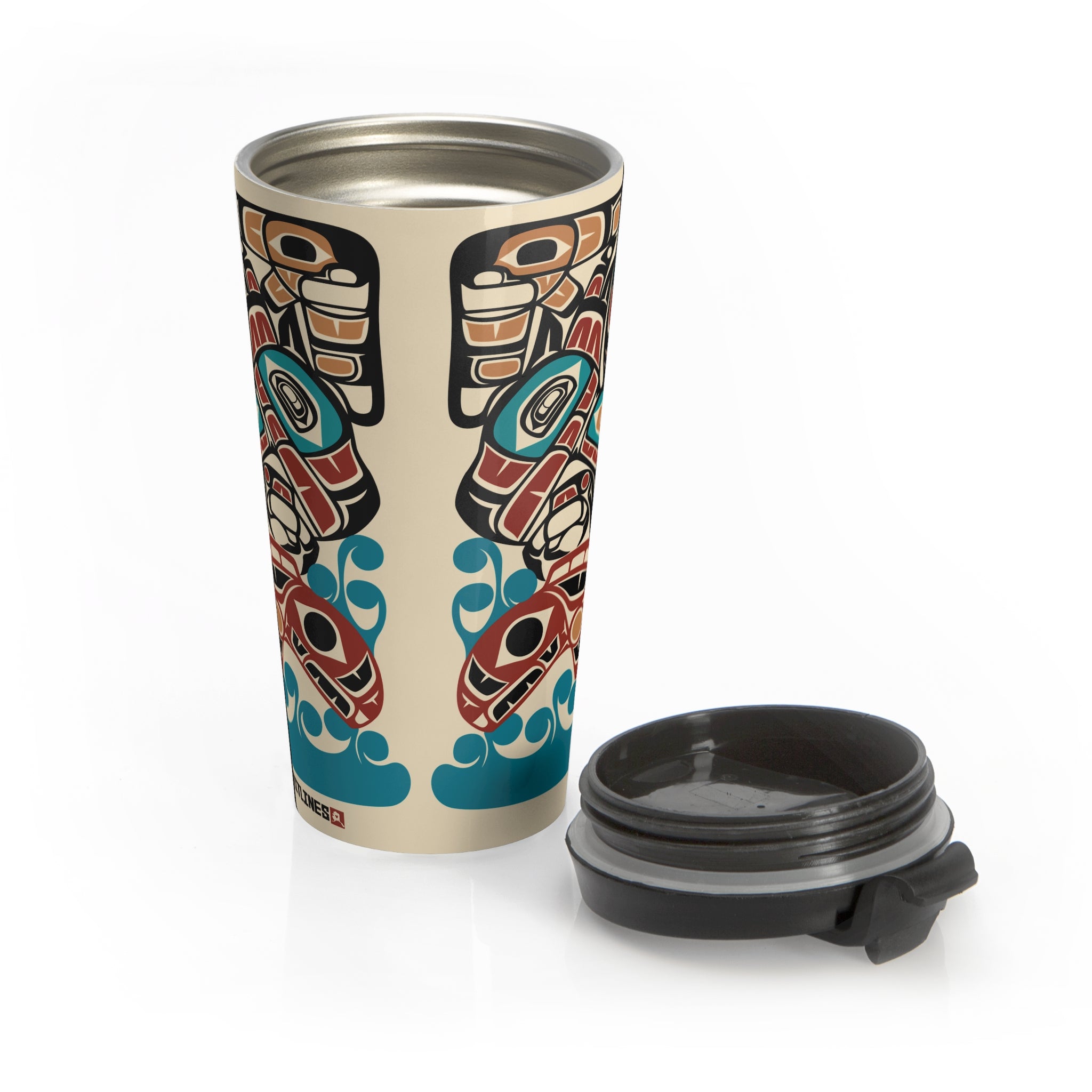 15 oz. Coffee Travel Tumbler | Classic Tribal Eagle & Salmon | Signature Collection