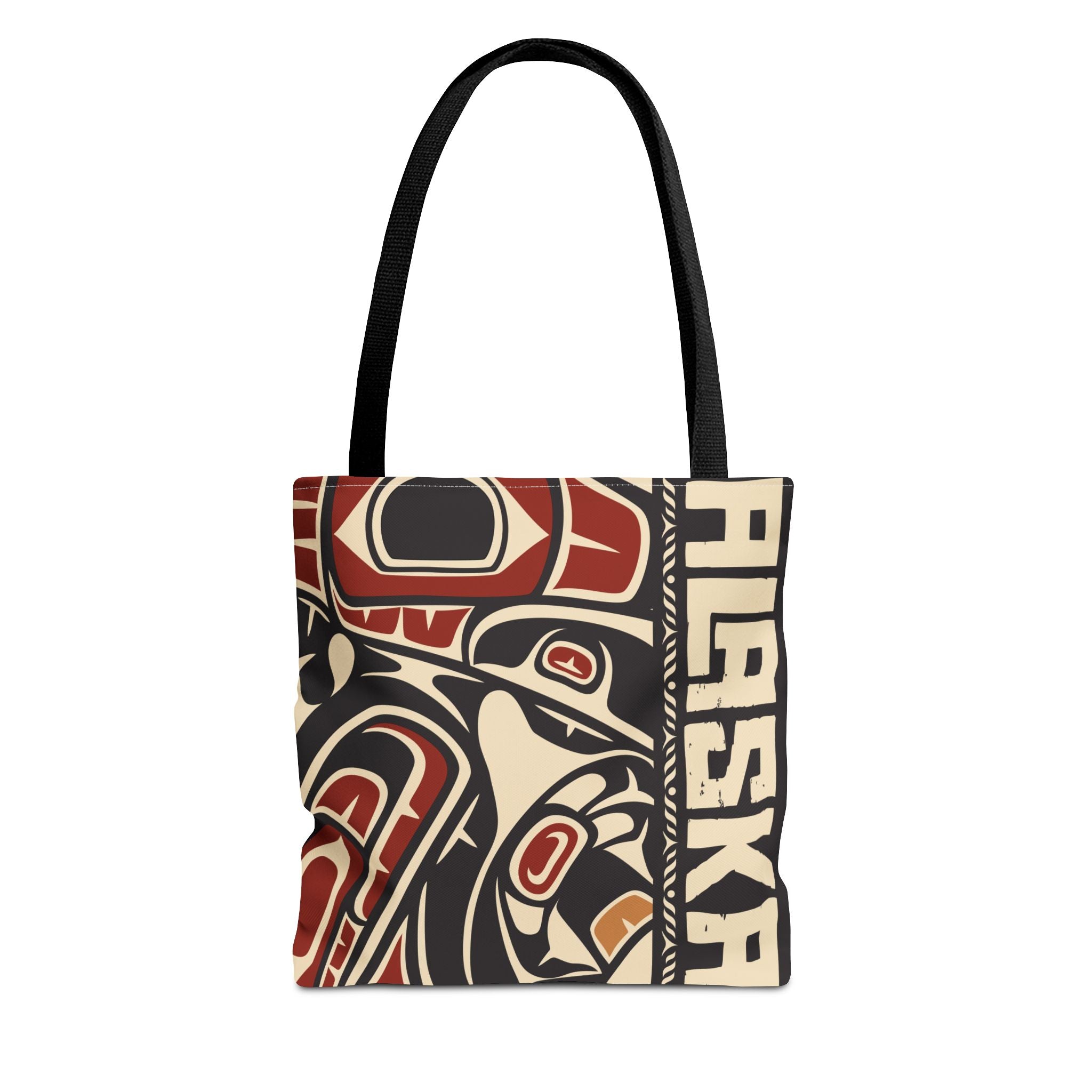 Canvas Tote Bag - Style No. 1 Rustic Alaska Tribal Raven - AK State Line™ Collection