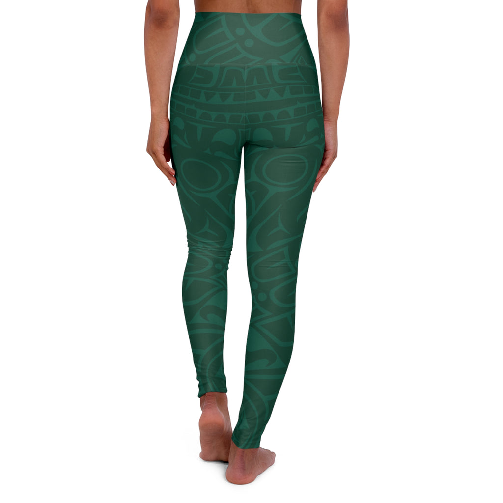 High Waisted Legging, Yoga Pant - Classic Tribal Print in Spruce - Northern Spiritlines™