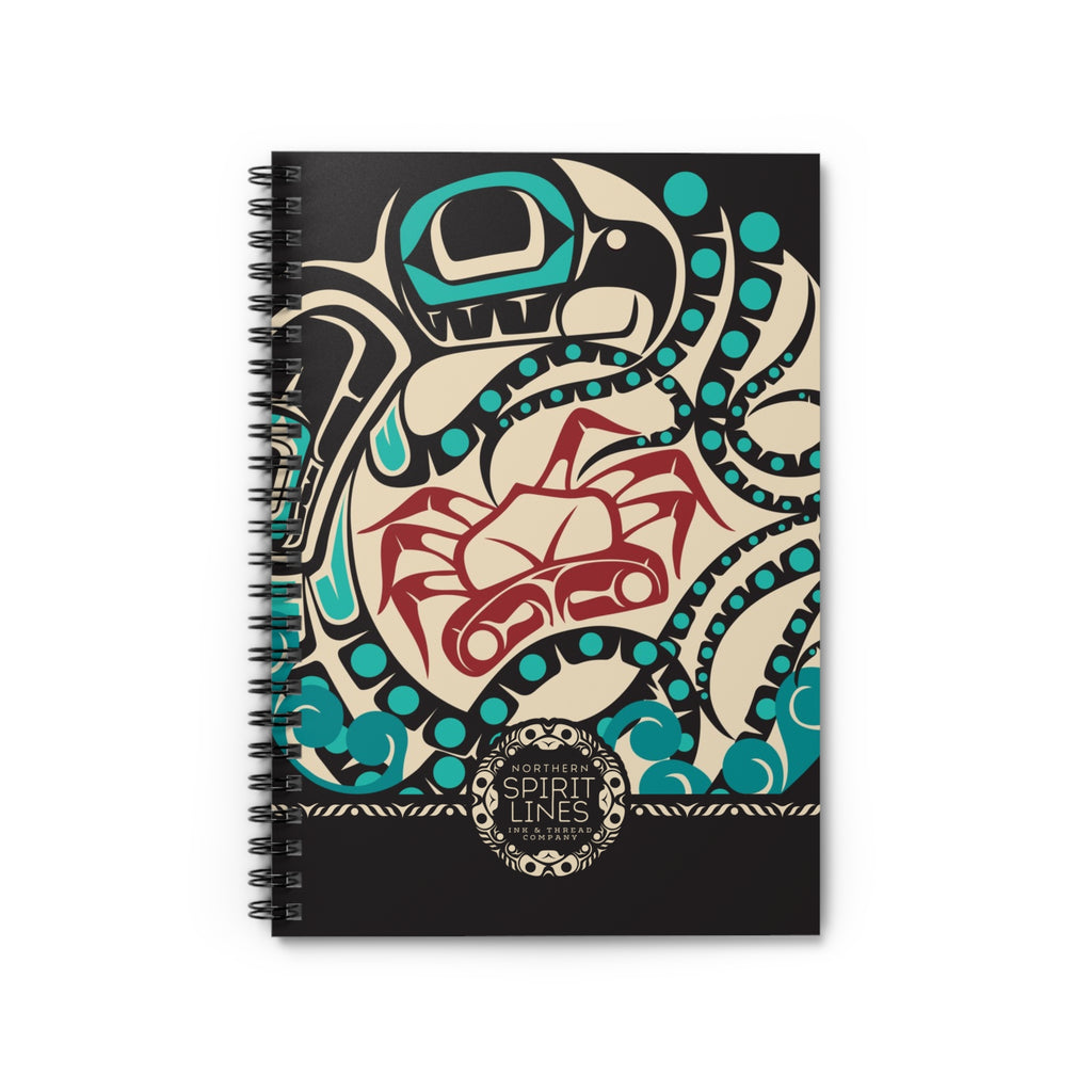 Spiral Notebook, Journal - Classic Tribal Octopus Print - Northern Spiritlines™