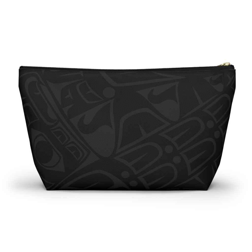 Travel Accessory Zipper Pouch - Classic Tribal Smoky Print with Teal Logo - Northern Spiritlines™