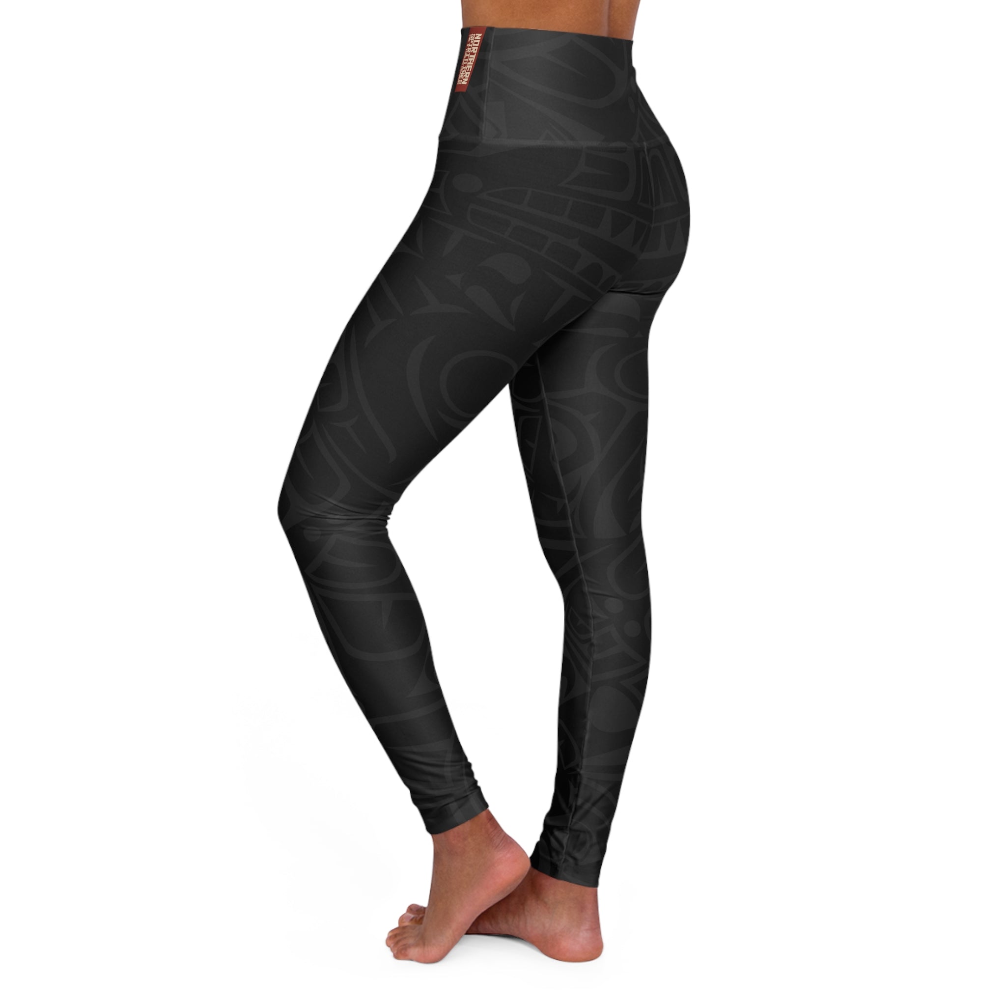 Yoga Pants - High Waisted Leggings - Classic Smoky Tribal Print - Northern Spiritlines™