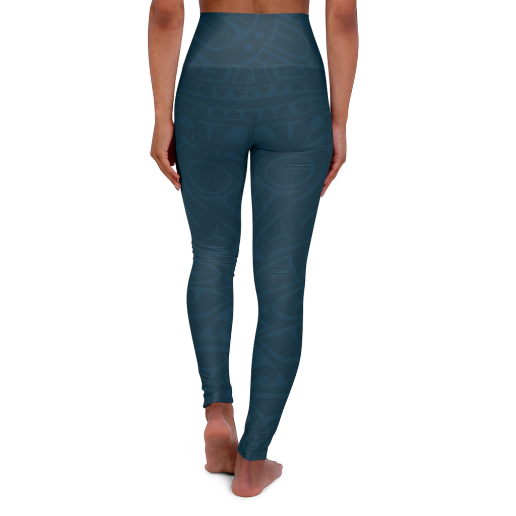 High Waisted Legging, Yoga Pant - Classic Tribal Print in Aurora Blue - Northern Spiritlines™