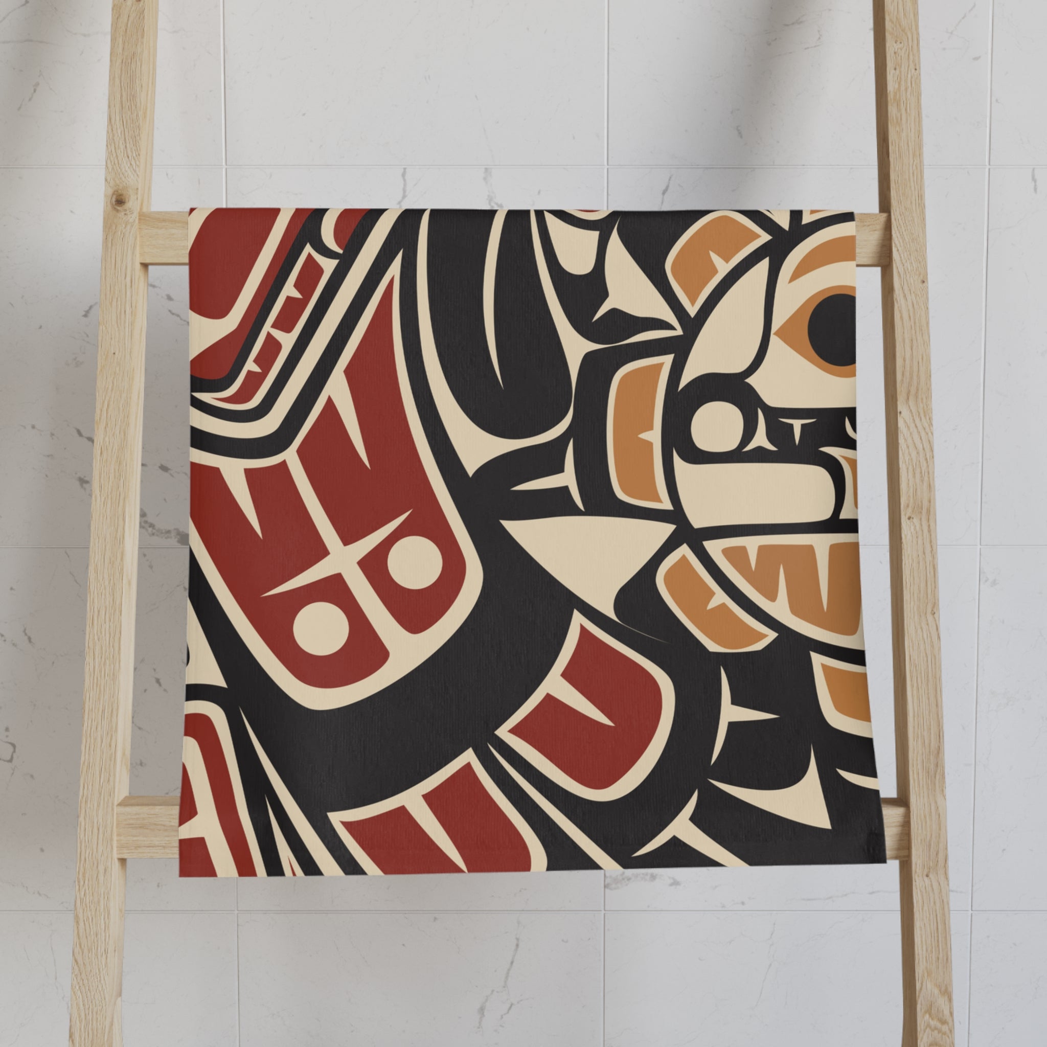 16x28" Polycotton Hand Towel - Classic Tribal Raven Print - Northern Spiritlines™