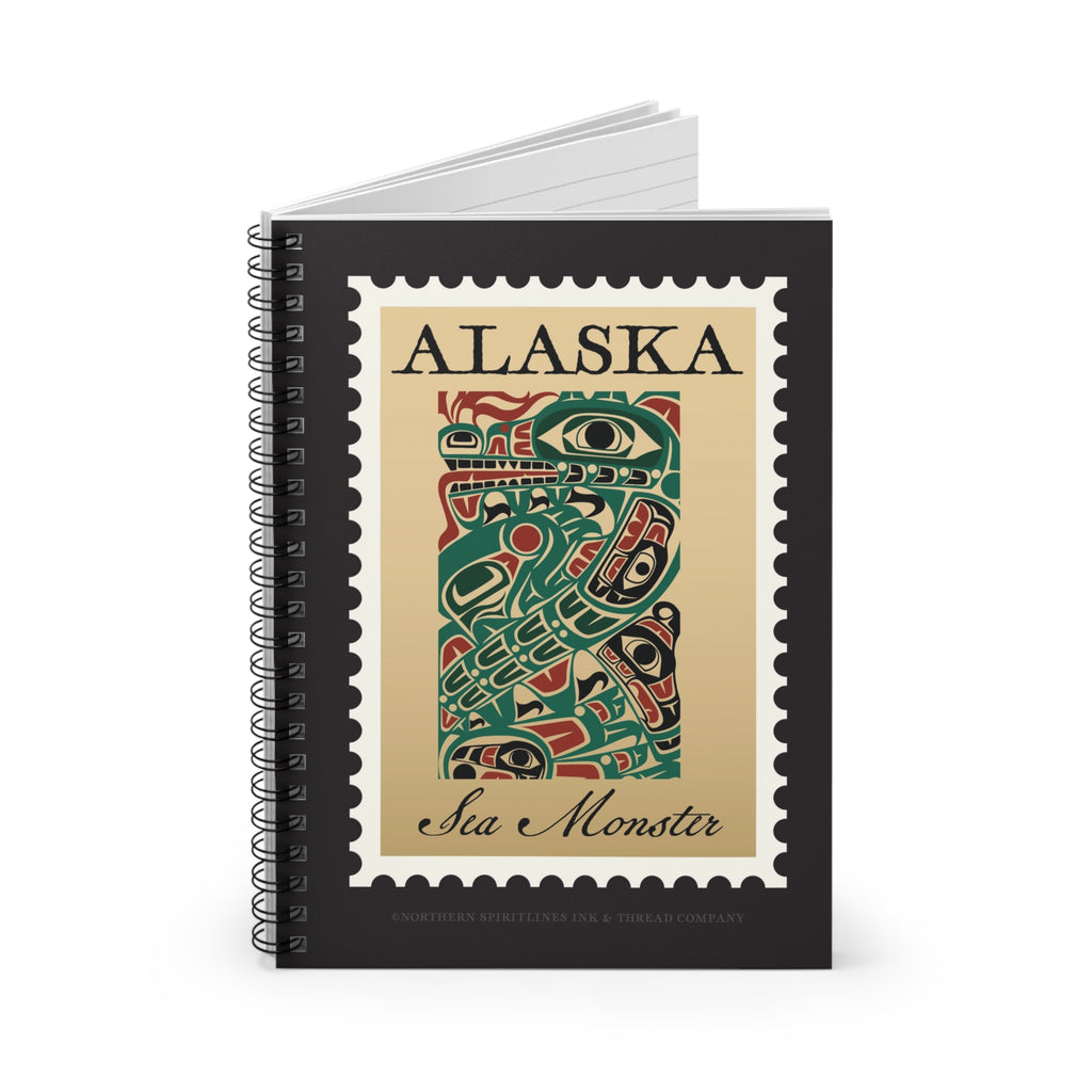 Spiral Notebook/Journal - Alaska Tribal Sea Monster Stamp Print - AK State Line™ Collection