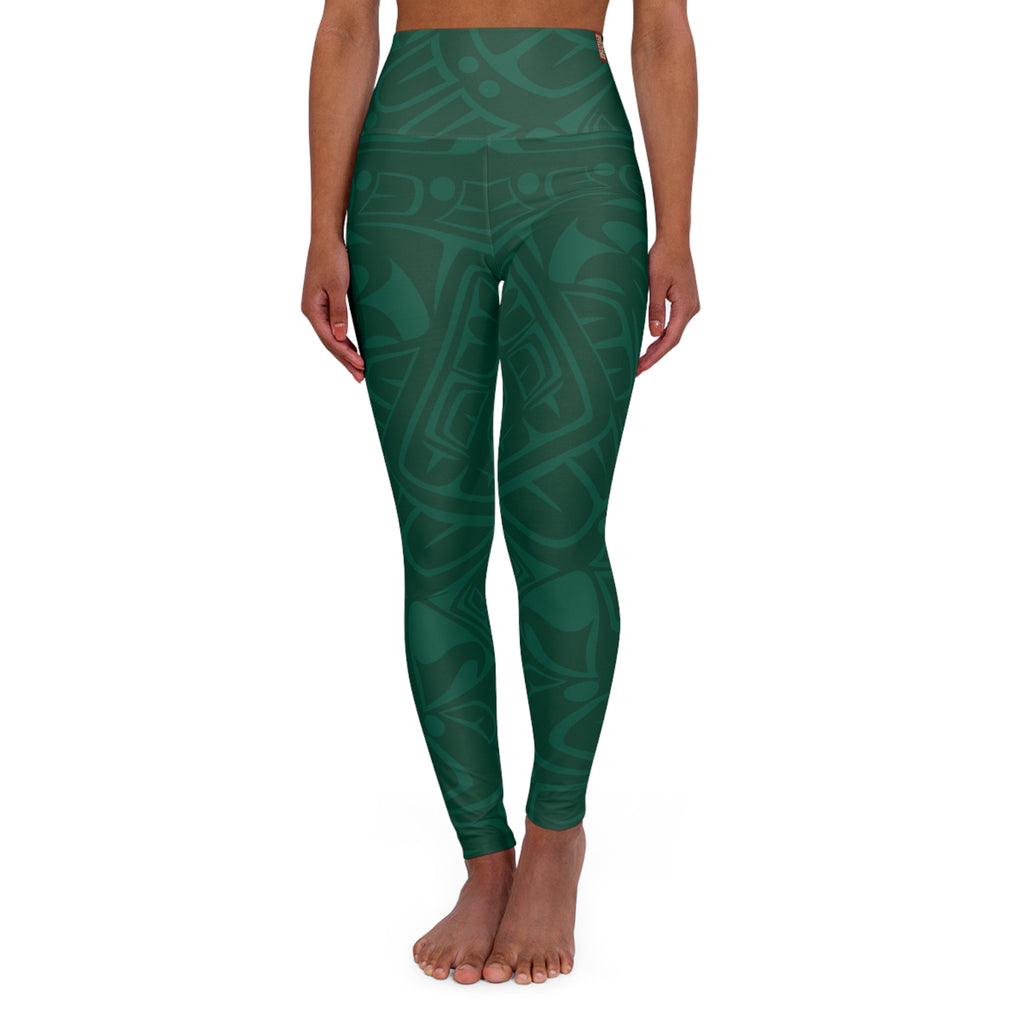 High Waisted Legging, Yoga Pant - Classic Tribal Print in Spruce - Northern Spiritlines™