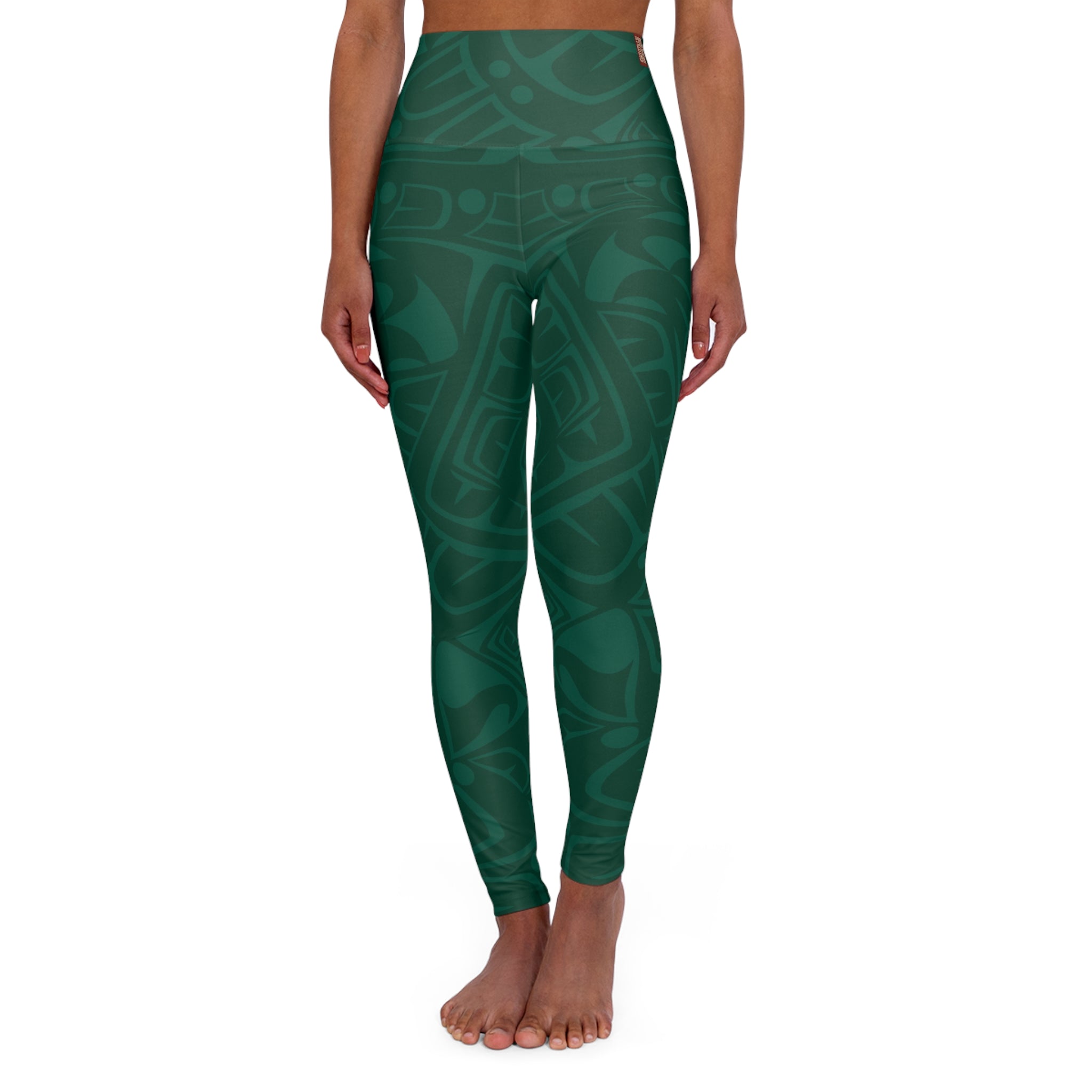 High Waisted Legging, Yoga Pant - Classic Tribal Print in Spruce - Northern Spiritlines™