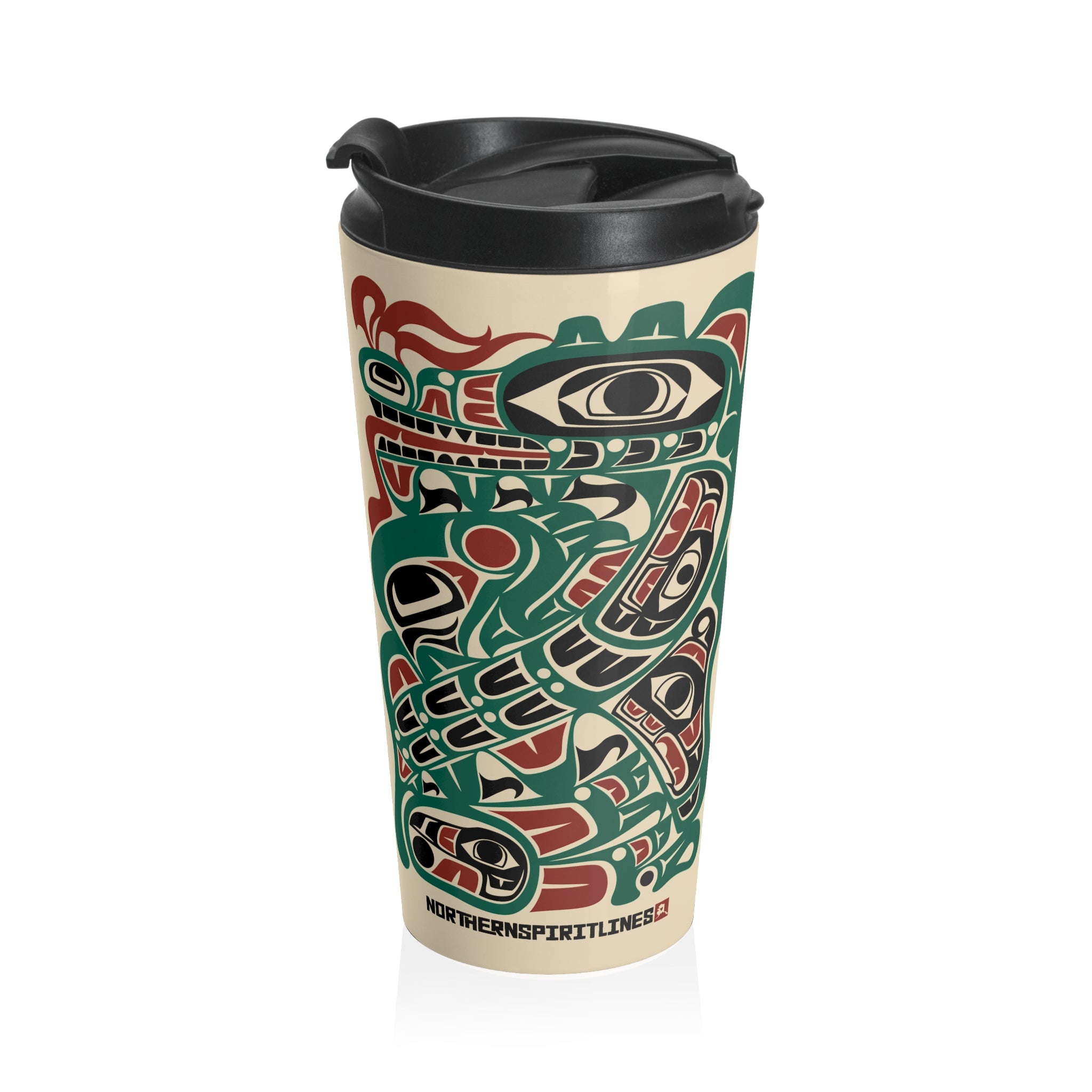 15 oz. Coffee Travel Tumbler | Classic Tribal Sea Monster | Signature Collection