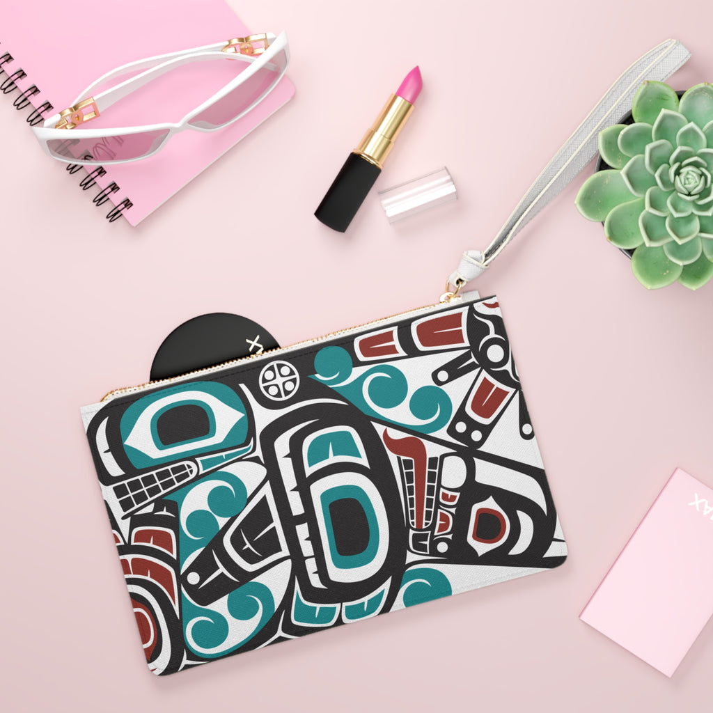Zipper Wristlet Clutch Bag - Classic Tribal Orca - Northern Spiritlines™