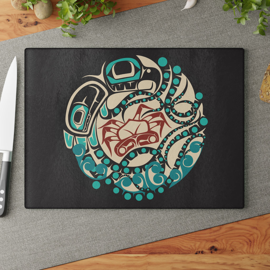 Glass Cutting Board - Classic Tribal Octopus Print - Northern Spiritlines™