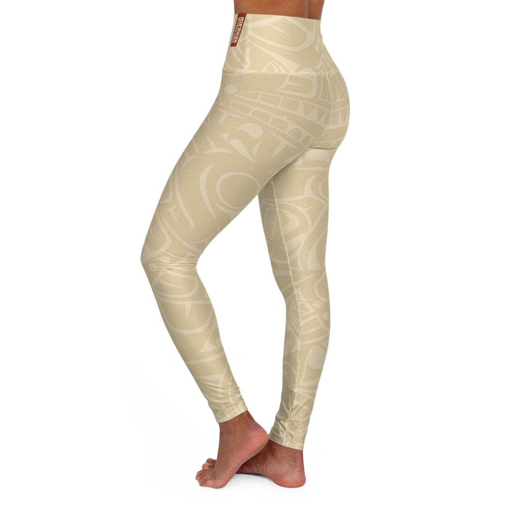 High Waisted Legging, Yoga Pant - Classic Tribal Print in Tundra Sand - Northern Spiritlines™