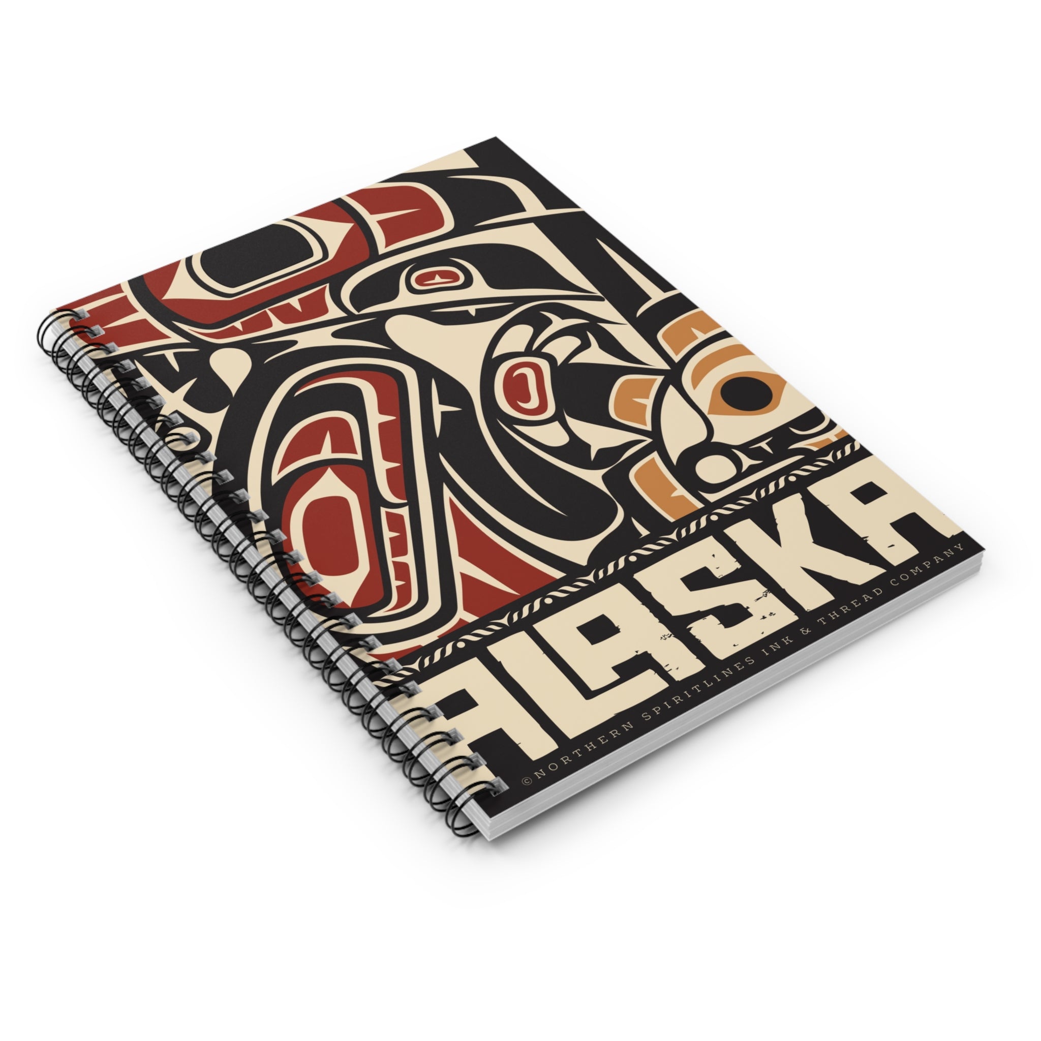 Spiral Notebook, Journal - Rustic Alaska Tribal Raven - AK State Line™ Collection