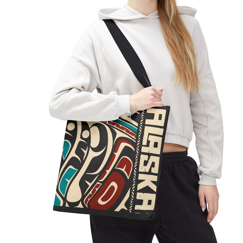 Canvas Tote Bag - Style No. 1 Rustic Alaska Tribal Hummingbird - AK State Line™ Collection
