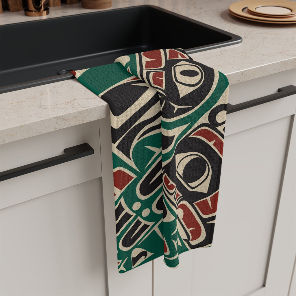 Microfiber Tea Towel - Classic Tribal Sea Monster Print - Northern Spiritlines™