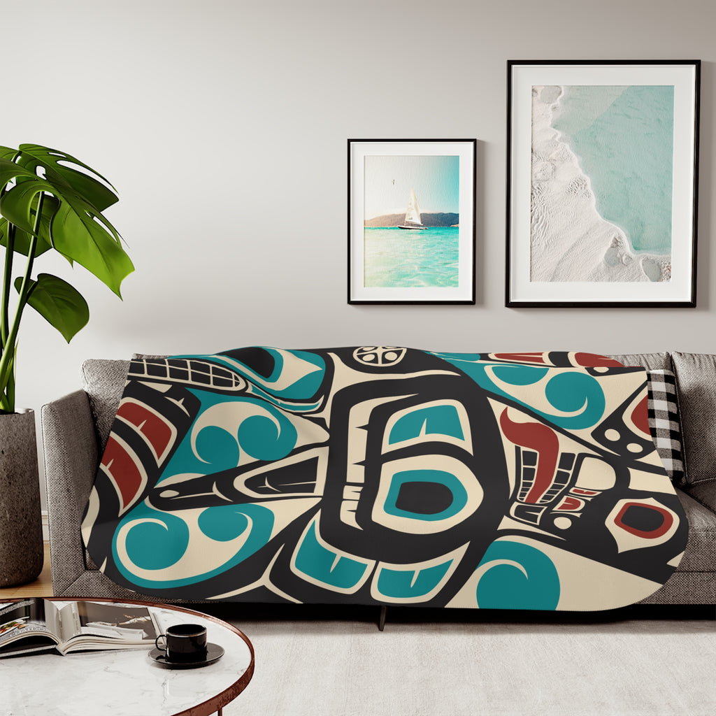 Sherpa Fleece Blanket - Classic Tribal Orca - Northern Spiritlines™