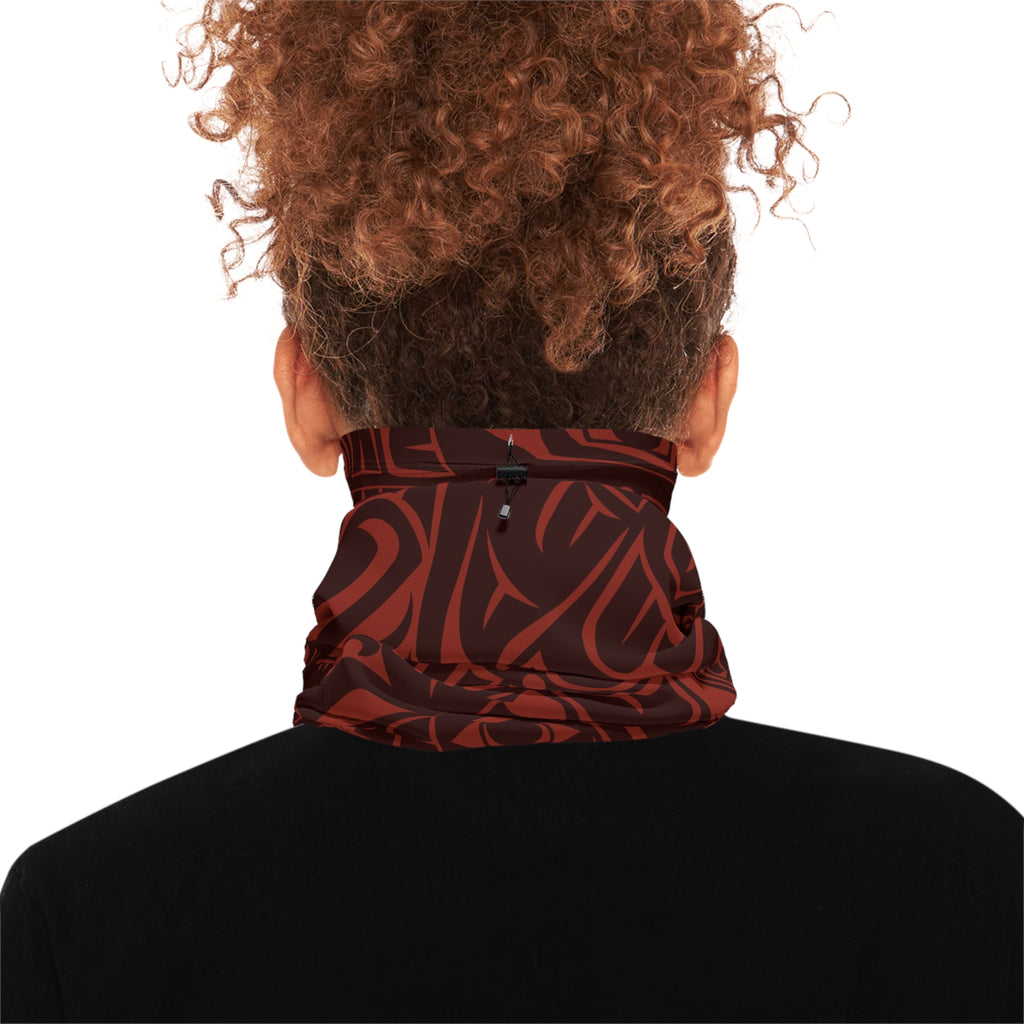 Neck Gaiter, Headband with Drawstring - Classic Tribal Print in Garnet Red - Northern Spiritlines™
