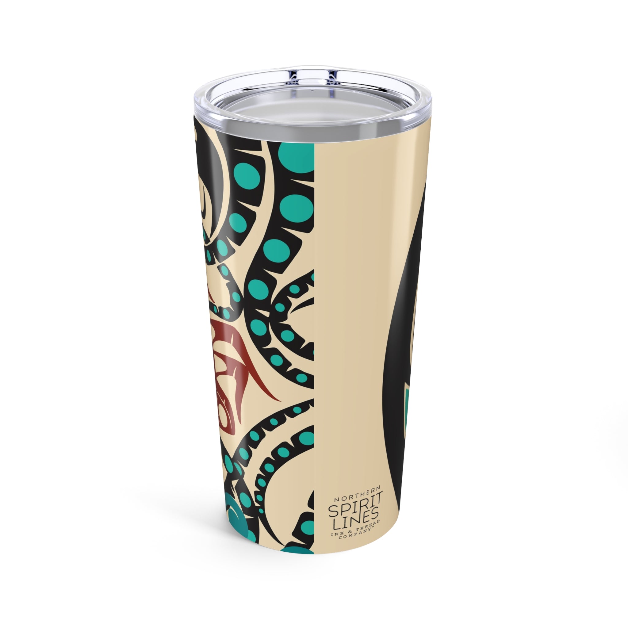 20 oz. Stainless Steel Tumbler w/ Lid - Classic Tribal Octopus Print - Northern Spiritlines™