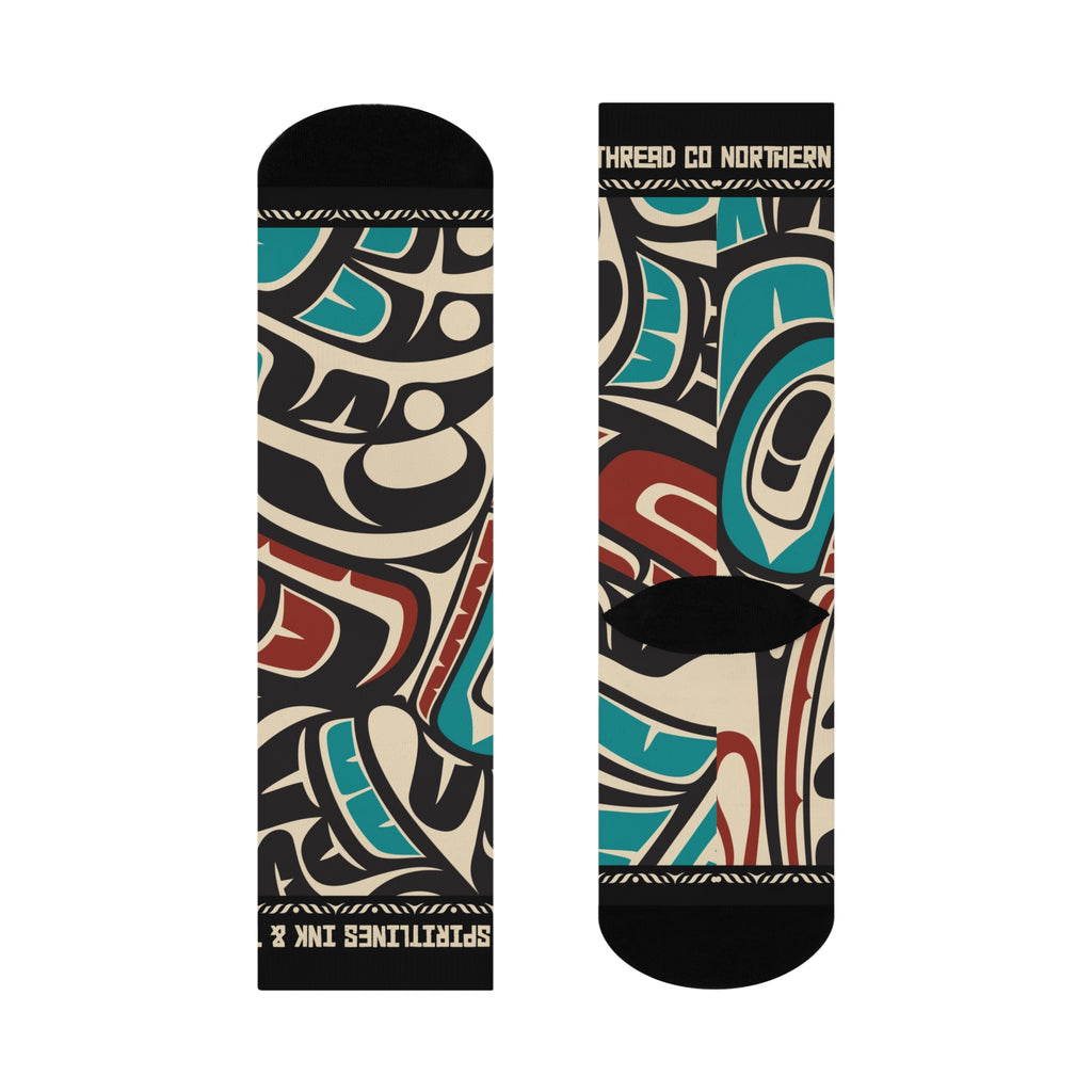 Crew Socks - Cushion Bottom - Classic Tribal Hummingbird Print - Northern Spiritlines™