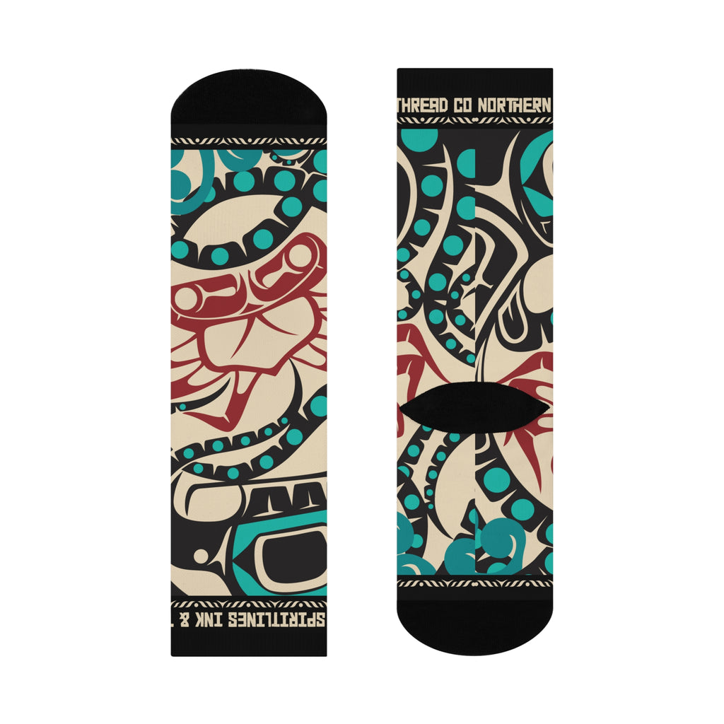 Crew Socks - Cushion Bottom - Classic Tribal Octopus Print - Northern Spiritlines™