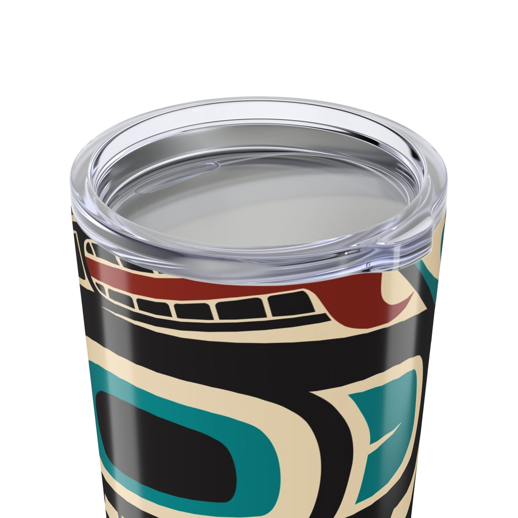 20 oz. Stainless Steel Tumbler w/ Lid - Rustic Alaska Tribal Orca - AK State Line™ Collection