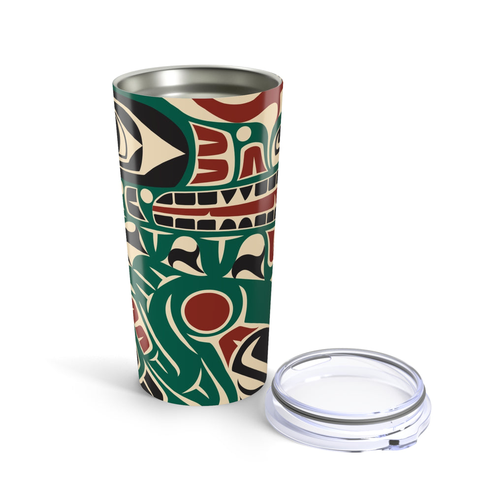20 oz. Stainless Steel Tumbler w/ Lid - Rustic Alaska Tribal Sea Monster - AK State Line™ Collection