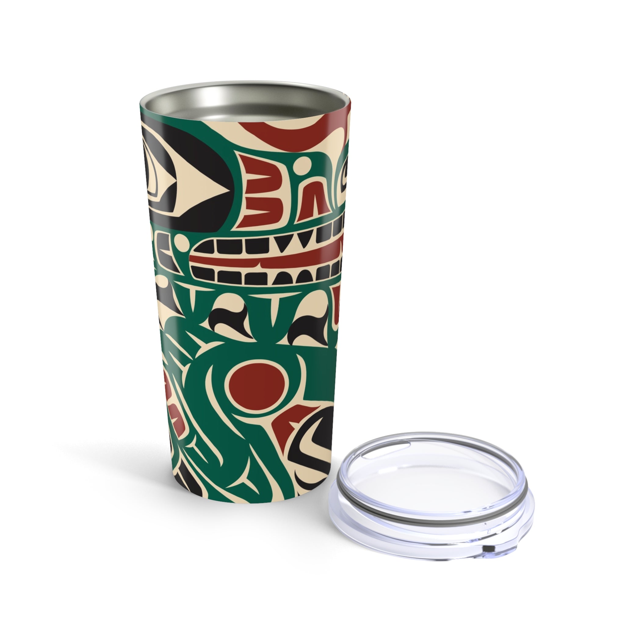 20 oz. Stainless Steel Tumbler w/ Lid - Rustic Alaska Tribal Sea Monster - AK State Line™ Collection