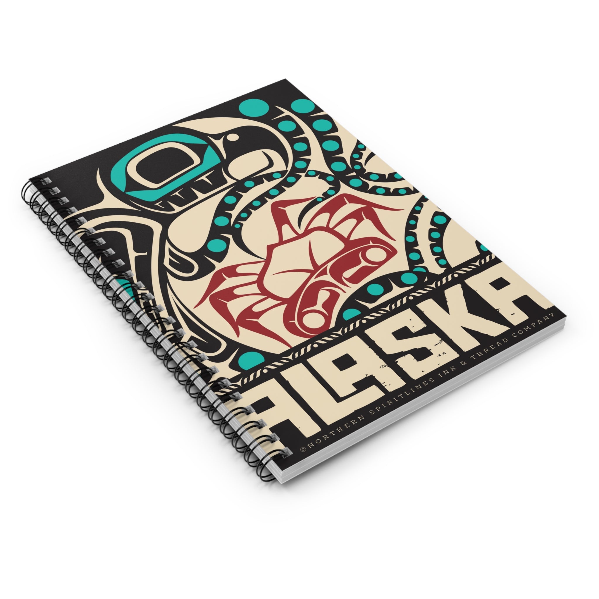 Spiral Notebook, Journal - Rustic Alaska Tribal Octopus - AK State Line™ Collection