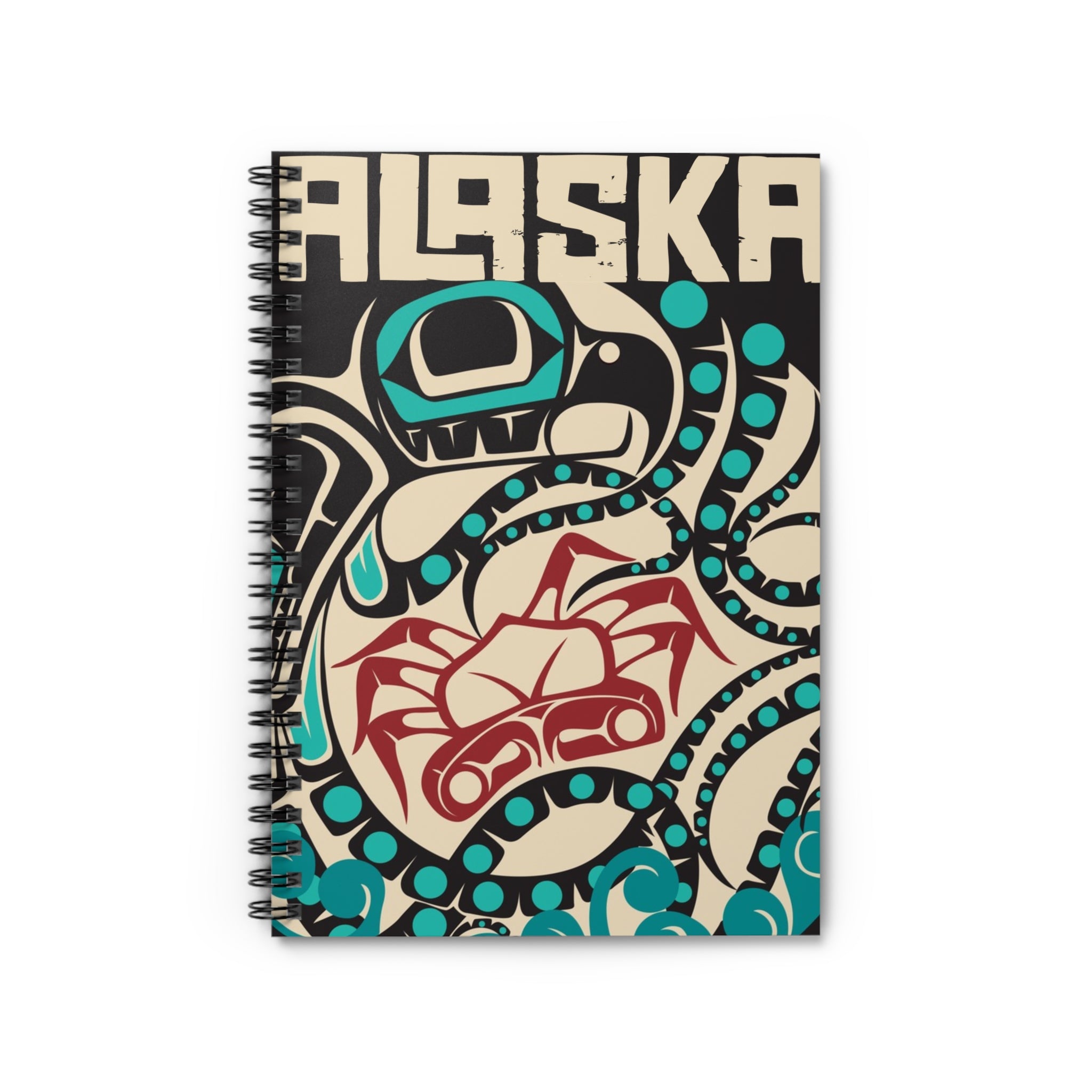 Spiral Notebook, Journal - Alaska Tribal Octopus - AK State Line™ Collection