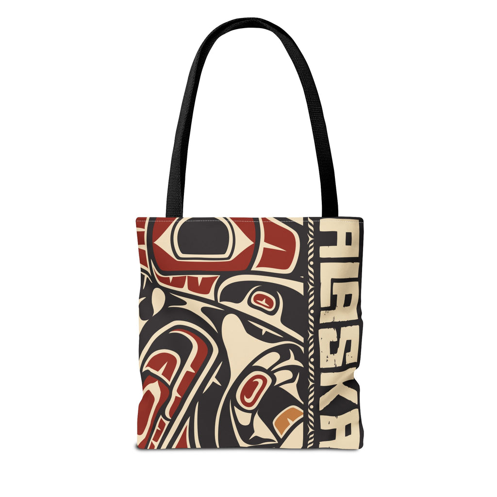 Canvas Tote Bag - Style No. 1 Rustic Alaska Tribal Raven - AK State Line™ Collection
