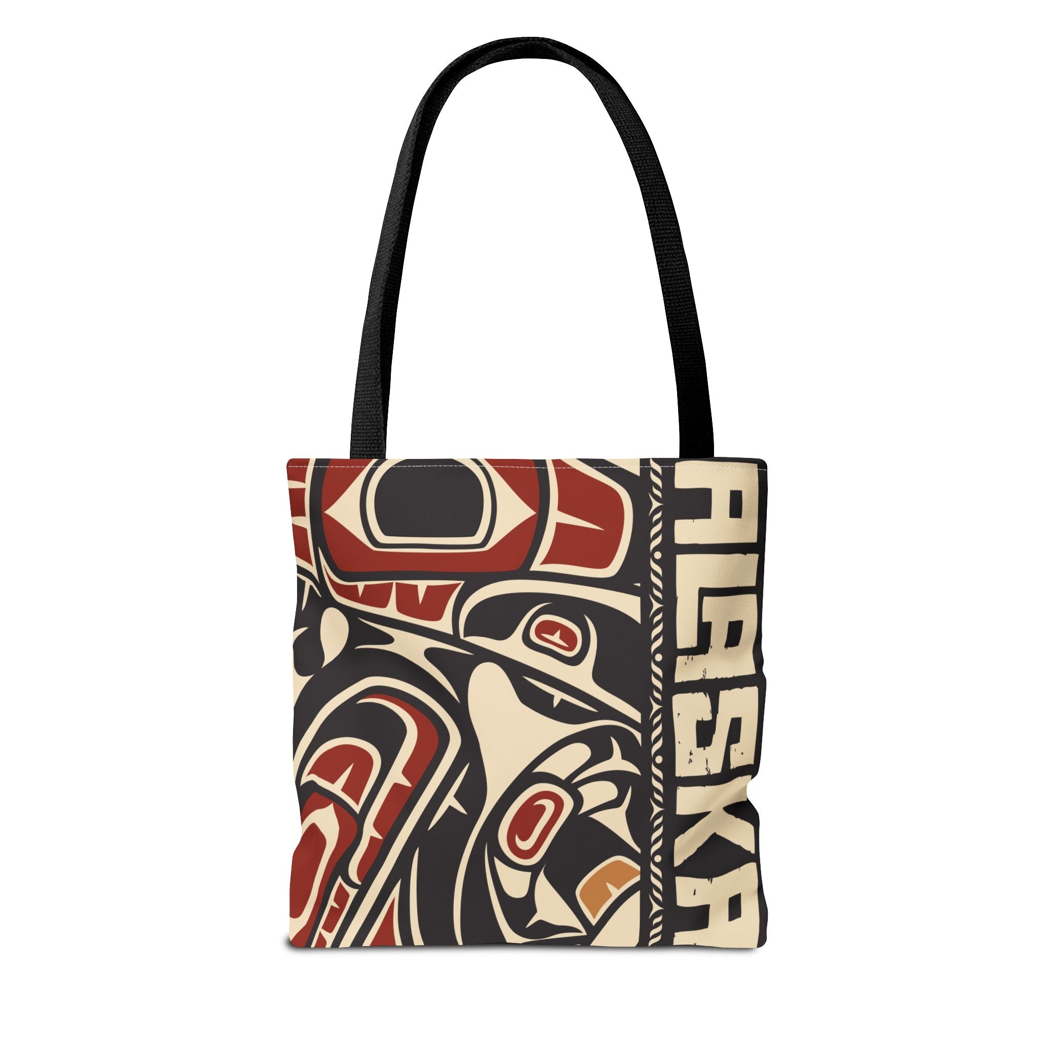 Canvas Tote Bag - Style No. 1 Rustic Alaska Tribal Raven - AK State Line™ Collection
